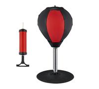Relaxdays Punching Ball da Tavolo, Punchingball da Scrivania per L'Ufficio, Contro Lo Stress, Pungiball, Nero Rosso, 35.5 x 18 x 18 cm