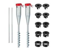 Relaxdays Puntale Reggiombrellone e Stendini, Set da 2, Trivella a Vite, Infilare e Avvitare, 25-55 mm, Argentato Rosso, 56 x 7 x 10 cm