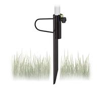 Relaxdays Puntale Reggiombrellone, Supporto da Impilare nel Terreno, Giardino e Camping, Aste Fino a 32 mm, Nero, Acciaio, H x L x P: 42 x 20 x 5 cm ca