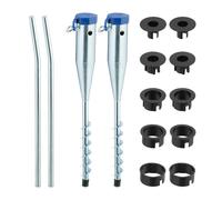 Relaxdays Puntale Reggiombrellone e Stendini, Set da 2, Trivella a Vite, Infilare e Avvitare, 25-55 mm, Argentato Blu, Acciaio, 56 x 7 x 10 cm