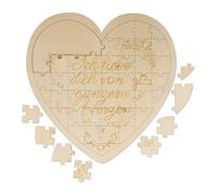 Relaxdays Puzzle a Forma di Cuore in Legno, Regalo Romantico, 49 Pz, Scritta Incisa per dire Ti Amo, Marrone Naturale