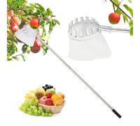 Relaxdays Raccogli Frutta Telescopico, 4 m, Raccoglitore Albero con Sacco per Raccolta di Ciliegie, Mele, Fichi, Prugne, 20% Poliestere 80% Acciaio Inox, Argento
