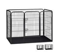 Relaxdays Recinto per Animali con Pavimento, Cani Piccoli, Conigli e Cuccioli, da Interno, Alto, 90x125x78 cm, Nero