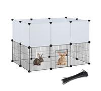 Relaxdays Recinto per animali – 10 pannelli flessibili estensibile 72,5×110×74 cm nero/bianco
