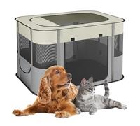 Relaxdays Recinto per Cani da Interno ed Esterno, Box Pieghevole Portatile Cuccioli, 60x90x68 cm, Tessuto, Multicolore, Plastica, Poliestere
