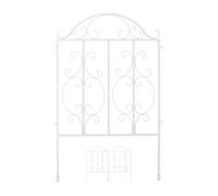 Relaxdays Recinzione da Giardino, in Acciaio, 3 Elementi, Espandibile, Decorativo, Design retrò, HxL:98x190,5 cm, Bianco