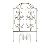 Relaxdays Recinzione da Giardino, in Acciaio, 3 Elementi, Espandibile, Decorativo, Design retrò, HxL 98x63,5 cm, Bronzo