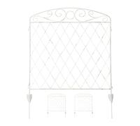 Relaxdays Recinzione da Giardino, in Acciaio, 3 Elementi, Espandibile, Decorativo, Design retrò, HxL:91x278 cm, Bianco