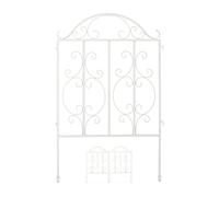 Relaxdays Recinzione da Giardino, in Acciaio, 3 Elementi, Espandibile, Decorativo, Design retrò, HxL:98x190,5 cm, Bianco