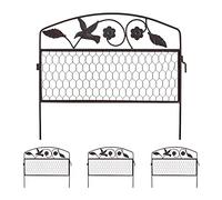 Relaxdays Recinzione da Giardino, Set da 4 Bordure H x L: 41 x 48,5 cm, Recinto Decorativo, in Metallo, Marrone Scuro