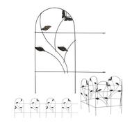 Relaxdays Recinzione da Giardino, Set 5 Pareti per Cortile, Recinto Decorativo, Metallo, Design Antico, 46x250 cm, Nero