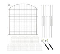 Relaxdays Garden Fence Recinzione da Giardino, 10 Pannelli, Altezza 78 x Larghezza 75 cm, Arco, laghetto, Bordo aiuola, a Incastro, Metallo, Marrone, Acciaio, Gomma, Ferro, 78x75 cm