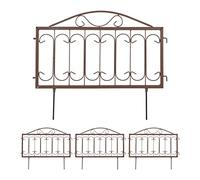 Relaxdays Recinzione per Aiuole, Set 4 Pannelli per Cortile e Giardino, Bordure Vintage, Ferro, HL: 46 x 57 cm, Marrone