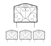 Relaxdays Recinzione per Aiuole, Set 4 Pannelli per Cortile e Giardino, Design Romantico, Ferro, HxL, Nero, H x L: 60 x 60 cm