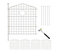 Relaxdays Garden Fence Recinzione da Giardino, 5 Pannelli, Altezza 78 x Larghezza 75 cm, Arco, laghetto, Bordo aiuola, Push-in, Metallo, Marrone, Gomma, Ferro, Acciaio, 78x75 cm