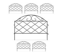 Relaxdays Recinzione per Aiuole, Set 6 Pannelli per Cortile e Giardino, Bordure Vintage, Ferro, HxL: 40x54,5 cm, Nero