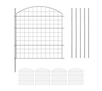 Relaxdays Recinzione per Aiuole, Set di Pannelli per Stagni e Prati in Giardino, Bordure in Metallo, HxL: 79x78 cm, Nero, Acciaio