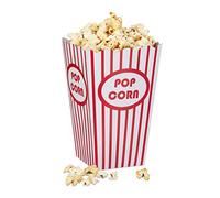 Relaxdays Récipients Pop-Corn en Lot de Scatole per Popcorn, contenitori, Sacchetti Set 144, retrò, Festa Cinema, Compleanno, Cartone, 100%, Bianco, Rosso, 16 x 20,5 x 0,1 cm