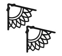 Relaxdays Reggimensola da Muro, Set da 2 Staffe per Mensole Parete, Supporti Angolari per Scaffali, Decorativo, Nero, 100% ghisa, 19 cm