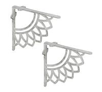 Relaxdays Reggimensola da Muro, Set da 2 Staffe per Mensole Parete, Supporti Angolari per Scaffali, Decorativo, Bianco, 100% ghisa, 19 cm