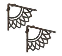 Relaxdays Reggimensola da Muro, Set da 2 Staffe per Mensole Parete, Supporti Angolari per Scaffali, Decorativo, Marrone, 100% ghisa, 19 cm