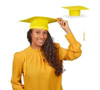 Relaxdays Relaxdays Cappello Laurea Relaxdays Cappello Laurea, Tocco in Taglia Unica per Laureandi, Maturità, Diploma, Promozione, Gadget Carnevale, Giallo Relaxdays (Pacco da 1)