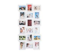 relaxdays, Relaxdays Cornice Portafoto, 18 Foto, 10x15 Formato verticale & orizzontale da Parete Stile Antico HxL 104x54 cm, Bianco