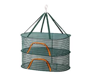 Relaxdays Rete di Essiccazione Pieghevole per Erbe e Frutta, 2 Livelli, da Appendere, Verde/Arancione 78x60x40 cm