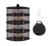 Relaxdays Rete Essiccazione Pieghevole 4 Livelli per Erbe, Frutta, Verdura, Pesce, da Appendere, Arancione/Nero 80x60x60