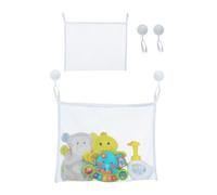 Relaxdays Portagiochi per la Vasca da Bagno, Set da 2, Bagnetto Bambini e Neonati, Rete Giocattoli, HxL 35x45 cm, Bianco, Poliestere