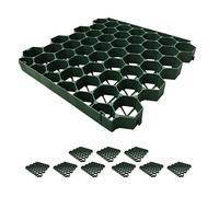Relaxdays Rete Prato in plastica, Set 10, 4x50x50 cm, Senza Base, carrabile, Piastre Prato/Paddock, Verde
