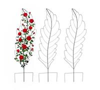 Relaxdays Reticolo, Set da 3, AxL: 150x40 cm, a Foglia, Metallo, Supporto per Piante rampicanti, Giardino e vasi, Nero