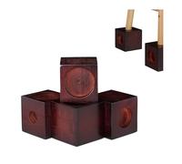 Relaxdays Rialzo in Bambù per Mobili, Set da 4, Piedini per Gambe di Tavolo e Sedie, H:9,4 cm, Marrone Scuro