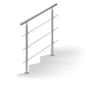 Relaxdays Set Ringhiera per Scale in Acciaio, 1 M di Lunghezza, 2 Pali, 3 Traverse, Corrimano Esterni Interni, Argento