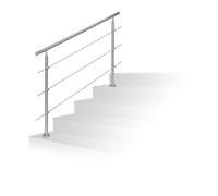 Relaxdays Set Ringhiera per Scale in Acciaio, 1,5 M di Lunghezza, 2 Pali, 3 Traverse, Corrimano Esterni Interni, Argento