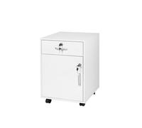 Relaxdays Rollcontainer con cassetto e Anta, con Serratura, Bianco, 57x40x40 cm