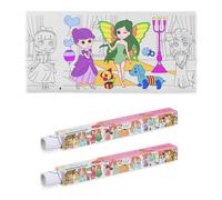 Relaxdays Rotolo Carta Disegno Bambini, Set da 2 Rulli di Fogli da Colorare, 3 m, Autoadesivo, Tema Principesse, Bianco
