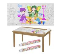 Relaxdays Rotolo Carta Disegno Bambini, Set da 2 Rulli di Fogli da Colorare, 3 m, Autoadesivo, Tema Principesse, Bianco
