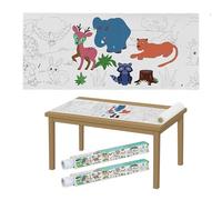 Relaxdays Rotolo Carta Disegno Bambini, Set da 2 Rulli di Fogli da Colorare da 3 m, Autoadesivo, Tema Animali, Bianco
