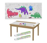 Relaxdays Rotolo Carta Disegno Bambini, Set da 2 Rulli di Fogli da Colorare da 3 m, Autoadesivo, Tema Dinosauri, Bianco, 100%