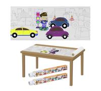 Relaxdays Rotolo Carta Disegno Bambini, Set da 2 Rulli di Fogli da Colorare da 3 m, Autoadesivo, Tema Macchine, Bianco