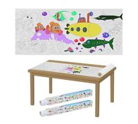 Relaxdays Rotolo Carta Disegno Bambini, Set da 2 Rulli di Fogli da Colorare da 3 m, Autoadesivo, Tema Mare, Bianco