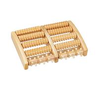 Relaxdays Rullo Doppio Massaggiatore Piede, 10 Rulli, Nodi Rialzati, Entrambi i Piedi, Massaggio Zone Riflesse, Naturale