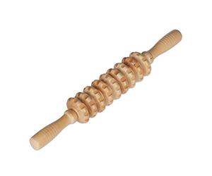 Relaxdays Rullo Massaggio Muscolare, Massage Stick, Bastone per Massaggiatore, per Schiena, Collo, Gambe, Marrone Chiaro, Legno, 38 cm