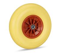 Relaxdays Ruota per Carriola 4.00-6, Gomma Piena e Cerchione in Plastica, 3 Adattatori, Max 100 kg, in Giallo Rosso