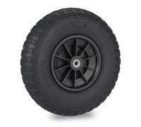 Relaxdays Ruota per Carriola 4.00-6, Gomma Piena Antiforatura, Cerchione Plastica, Ruotino Scorta, Regge 100 kg, Nero