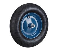 Relaxdays Ruota Carriola 4.80 4.00-8, da Gonfiare, Cerchione in Acciaio con ASSE Antiforatura Ruotino Carrello, Nero Blu, Gomma, 390 x 100 mm