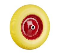 Relaxdays Ruota per Carriola 4.80 4.00-8 in Gomma Piena Cerchione di Acciaio, Antipanne, Carico max 100 kg, Giallo Rosso