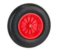 Relaxdays Ruota Carriola 4.80/4.00-8, Gomma Piena Antipanne con Cerchione in Plastica, Ruotino Fino a 100 kg, Nero Rosso