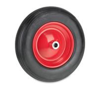 Relaxdays Ruota Carriola 3.50-8, Pneumatico in Gomma Piena con Cerchione in Acciaio, Antipanne fino a 100 kg, Nero Rosso